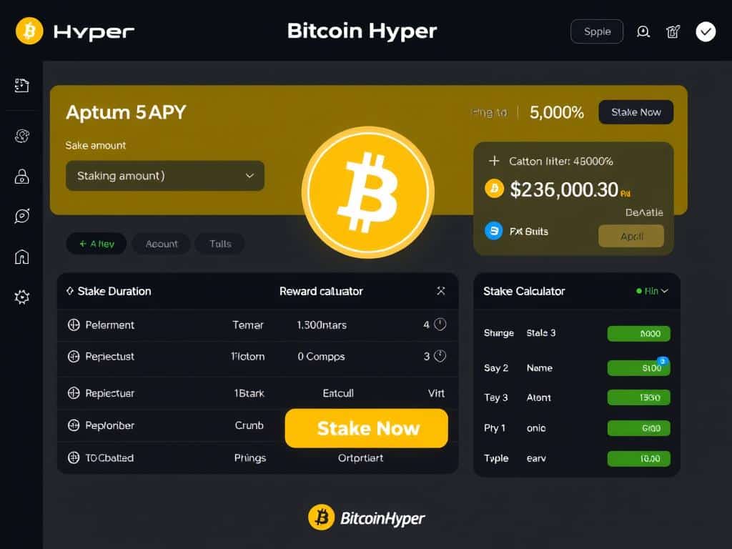 Bitcoin Hyper staking dashboard showing high APY rewards