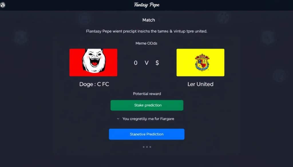 Fantasy Pepe prediction interface showing match odds and betting options