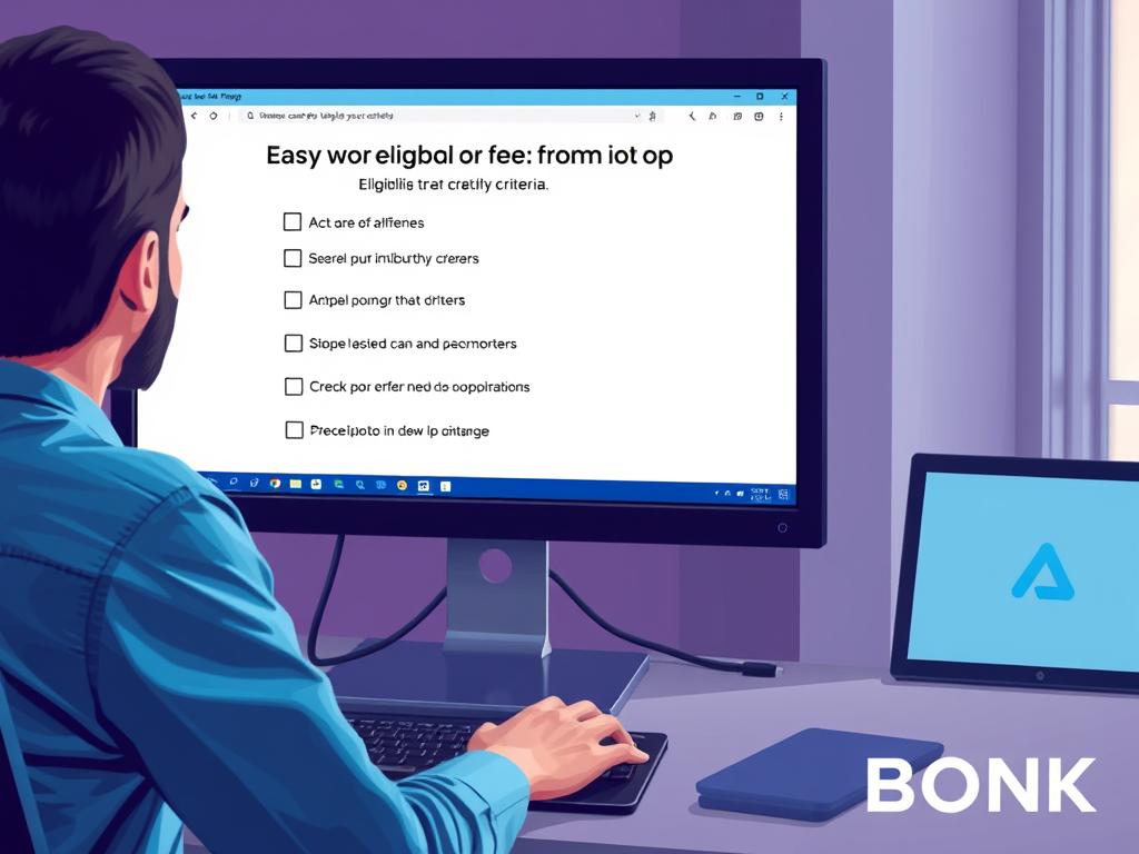 BONK Airdrop: Complete Guide to Claim Free Tokens via Cryptsy 2 Person checking BONK airdrop eligibility criteria on computer screen