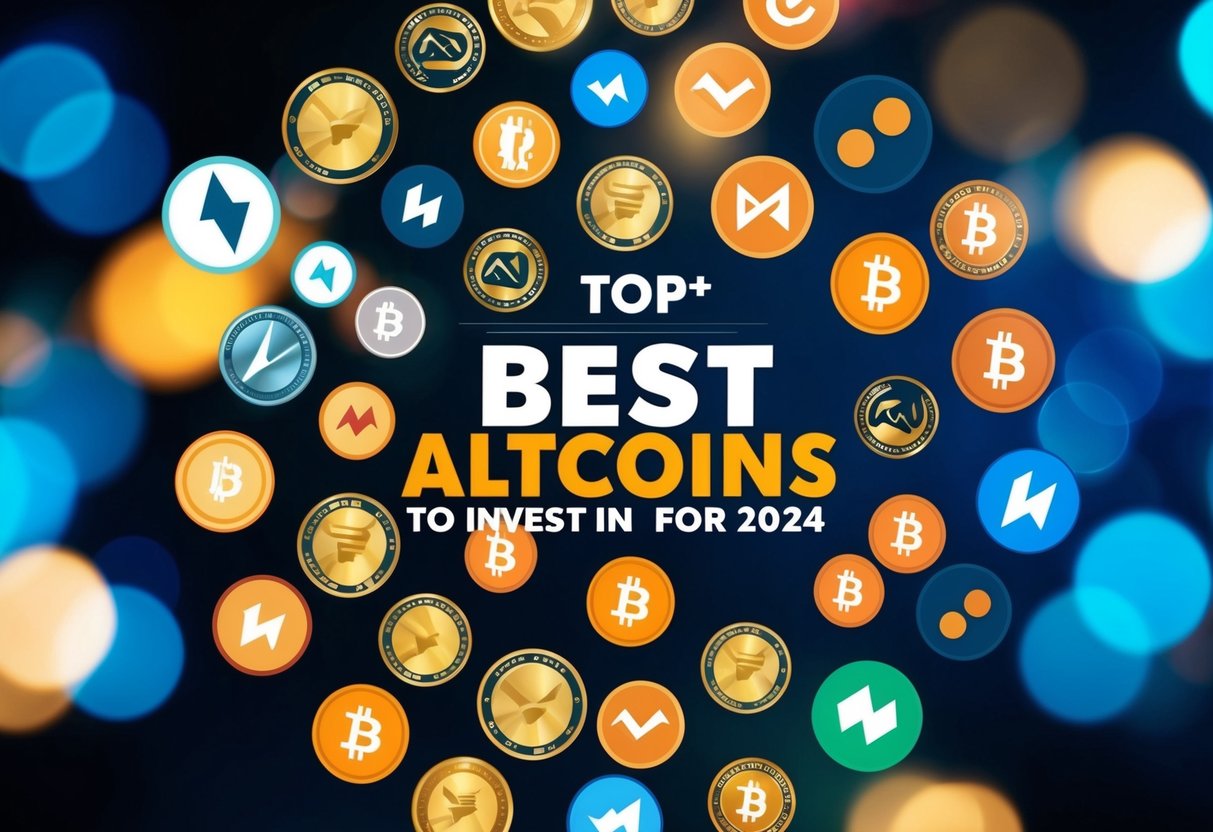 Best Altcoins to Invest in 2025 For Maximum Potential 2 A collection of various altcoin symbols arranged in a dynamic and eye-catching composition, symbolizing the top 15+ best altcoins to invest in for 2025