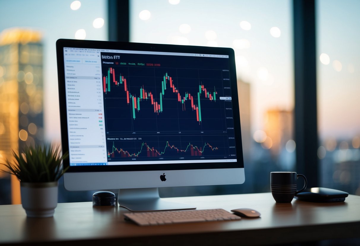 Buy Bitcoin ETFs: A Clear Guide to Your Investment Options 1 A computer screen displaying Bitcoin ETF charts and graphs