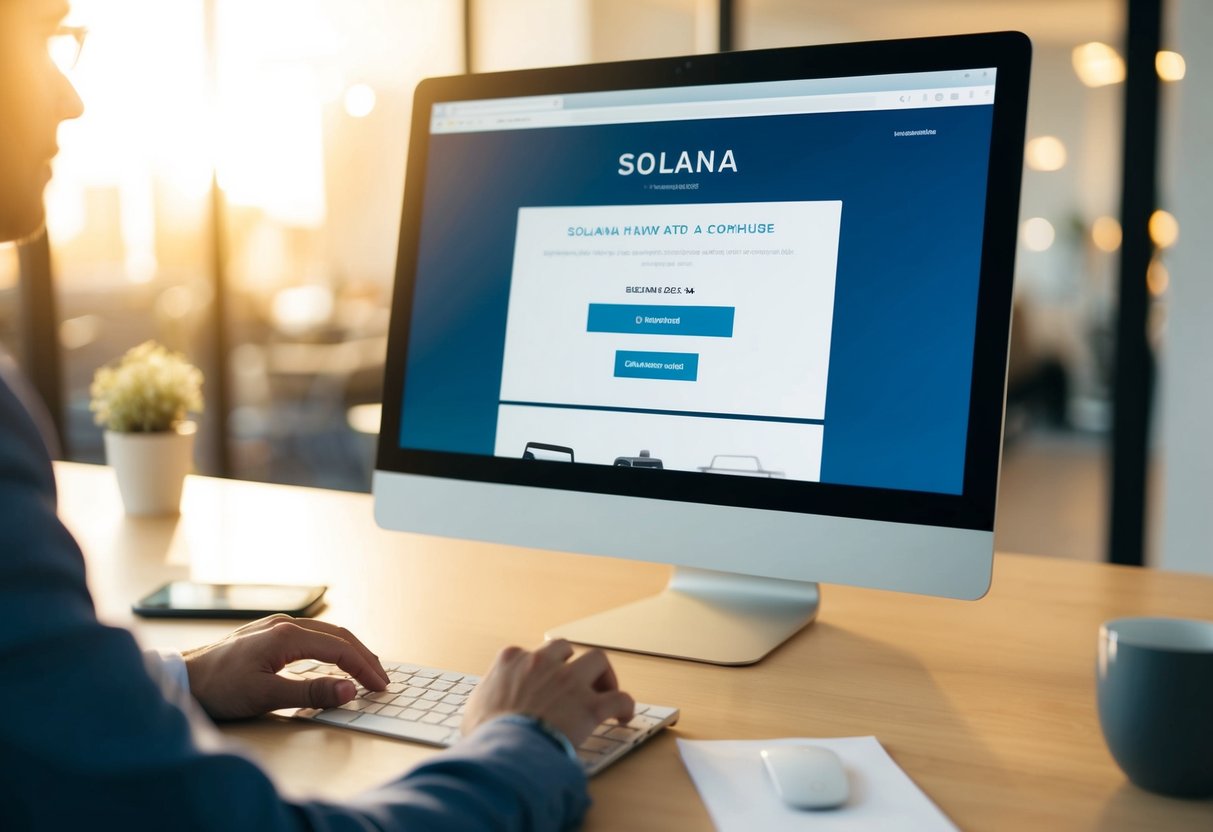 How to Buy Solana SOL: A Comprehensive Guide for Investors 1 A person using a computer to navigate a website, selecting Solana and completing a purchase